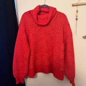 A New Day | Red Chunky Cowl Neck Sweater
